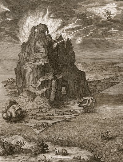 Enceladus begraben unter dem Ätna, 1731 von Bernard Picart